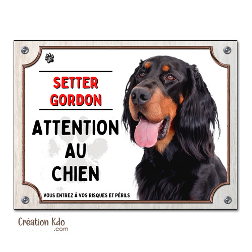 plaque setter gordon attention au chien panneau monte la garde