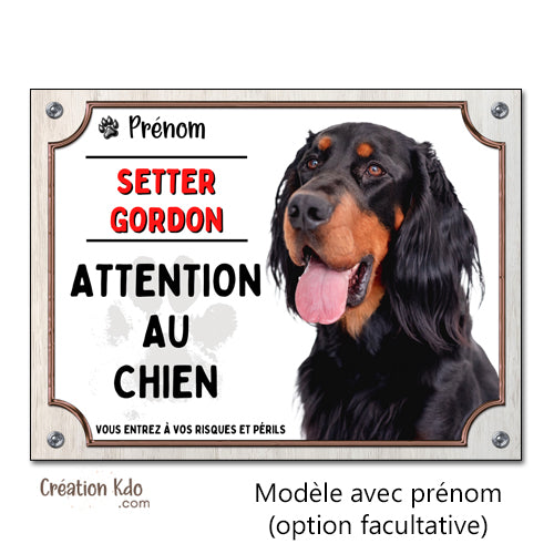 plaque setter gordon attention au chien panneau monte la garde portail à personnaliser
