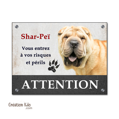 plaque shar pei monte la garde vous entrez risques et périls panneau chien