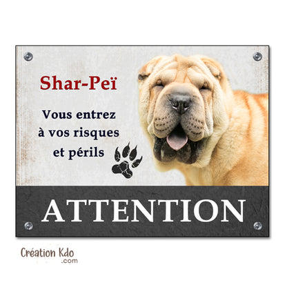 plaque shar pei monte la garde vous entrez risques et périls panneau chien
