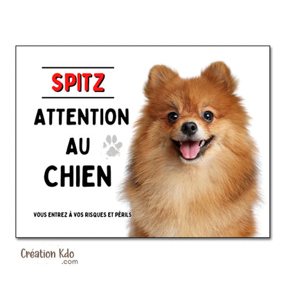 Spitz Plaque classique Attention au chien Panneau portail