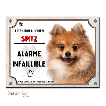 Spitz Plaque humour Attention au chien Alarme Infaillible Panneau