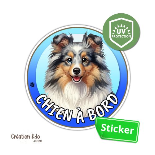 Sticker rond Berger des Shetland bleu merle Chien à bord autocollant pour voiture