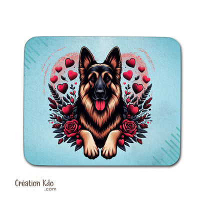 tapis de souris bleu motif chien berger allemand pc gamer