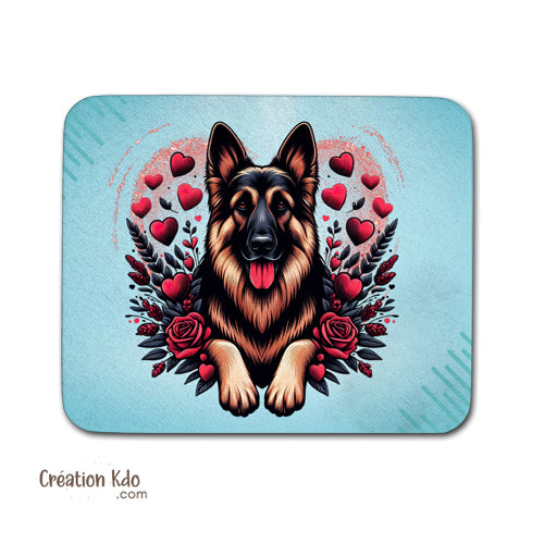 tapis de souris bleu motif chien berger allemand pc gamer