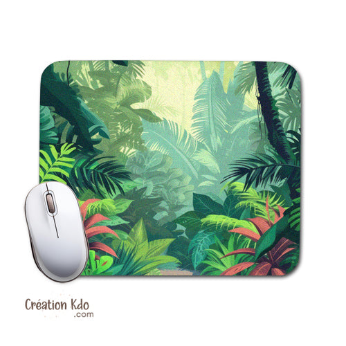 tapis de souris jungle motif feuillage feuille tropical bureau zen