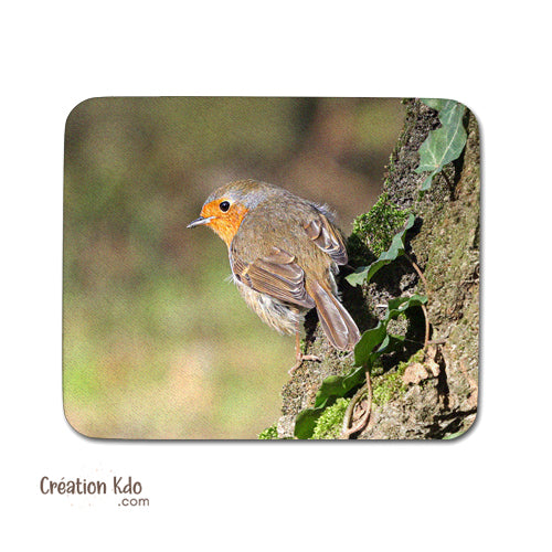 tapis de souris oiseau rouge gorge bureau pc