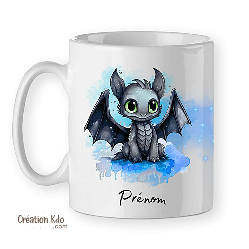 Mug Dragon noir nocturne tasse chibi et kawaii