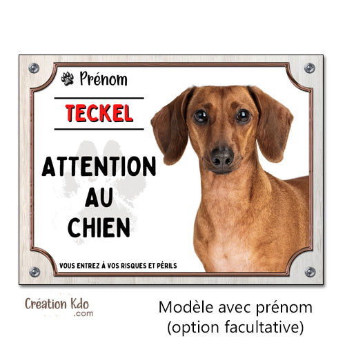 panneau attention au chien teckel plaque monte la garde portail personnalisé