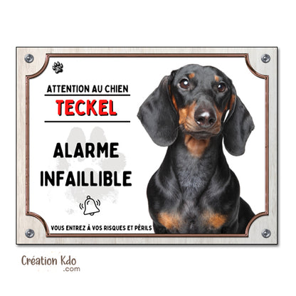 plaque teckel attention au chien panneau monte la garde portail