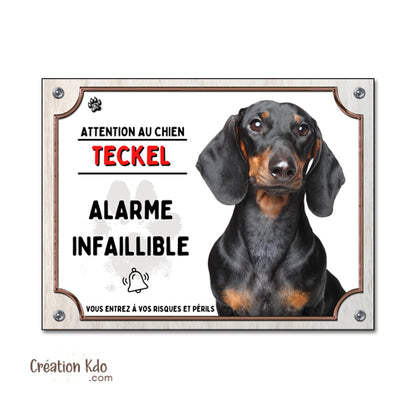plaque humoristique teckel attention au chien panneau monte la garde portail