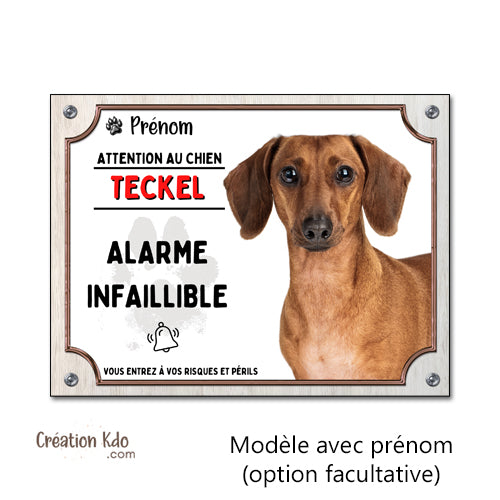 panneau attention au chien teckel lunatique plaque monte la garde portail alarme personnalisé