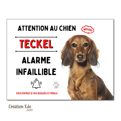 drôle panneau attention au chien teckel poil long plaque je monte la garde humour portail