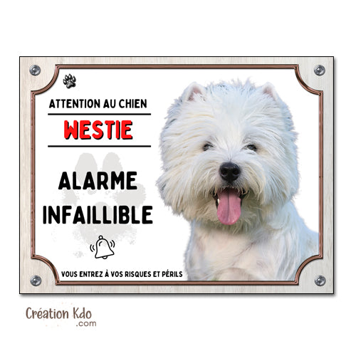 westie plaque attention au chien panneau portail je monte la garde
