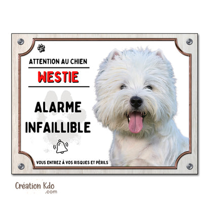 westie plaque attention au chien panneau portail je monte la garde