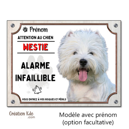 plaque westie attention au chien panneau portail je monte la garde