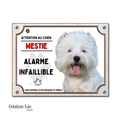 westie plaque attention au chien panneau portail je monte la garde
