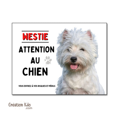 westie plaque attention au chien panneau portail je monte la garde