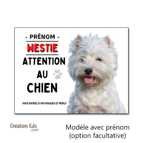 westie plaque attention au chien panneau portail je monte la garde personnalisé prénom animaux de compagnie