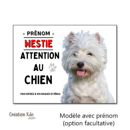 westie plaque attention au chien panneau portail je monte la garde personnalisé prénom animaux de compagnie