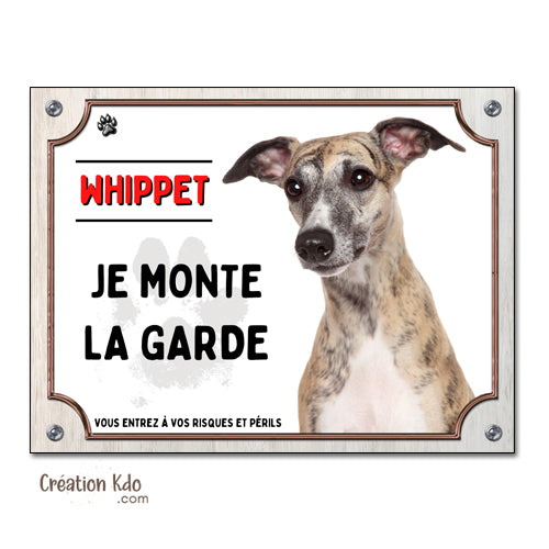 plaque lévrier whippet attention au chien panneau portail je monte la garde
