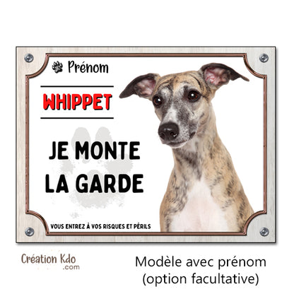 plaque whippet attention au chien panneau portail je monte la garde